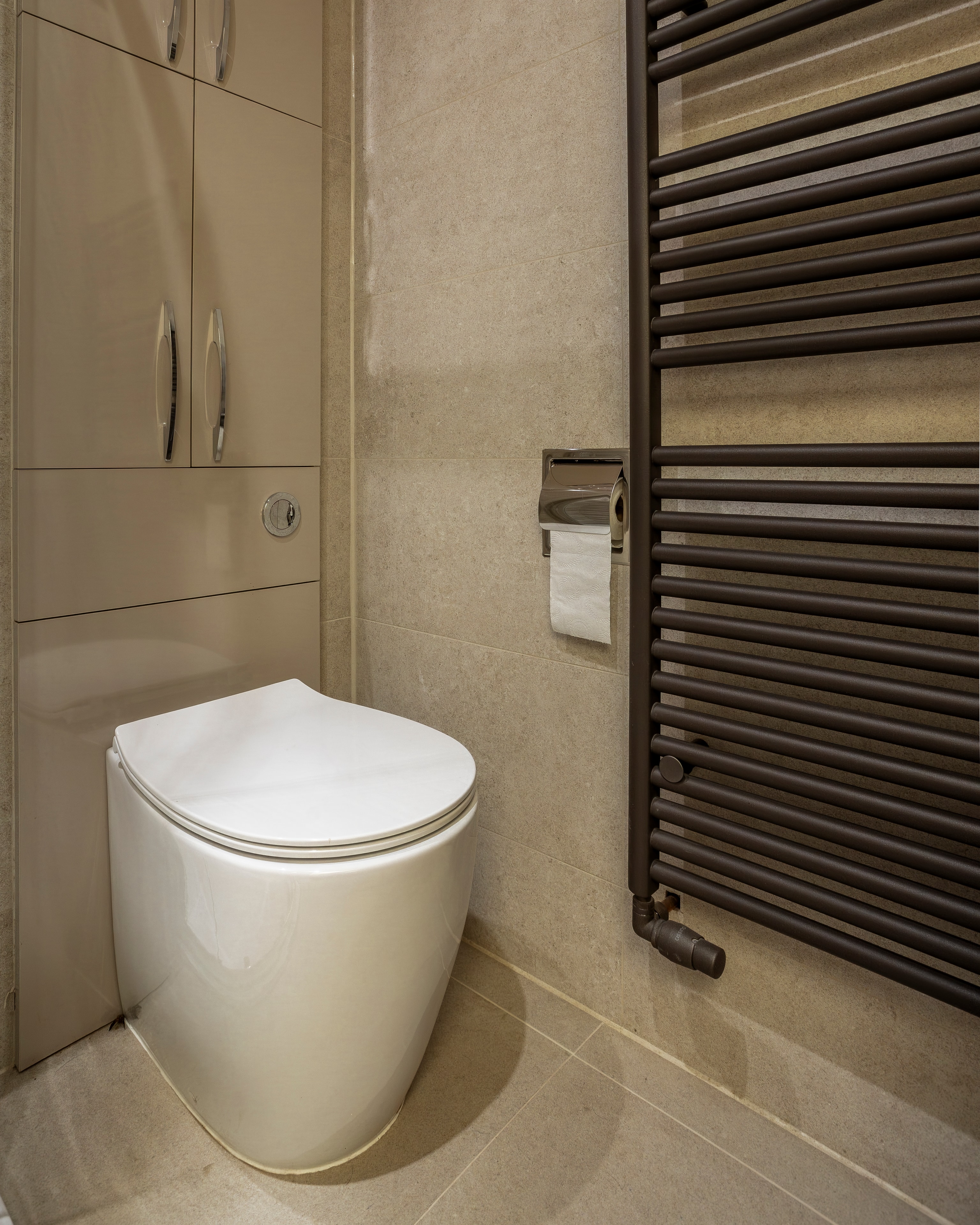 Beige suite toilet closeup