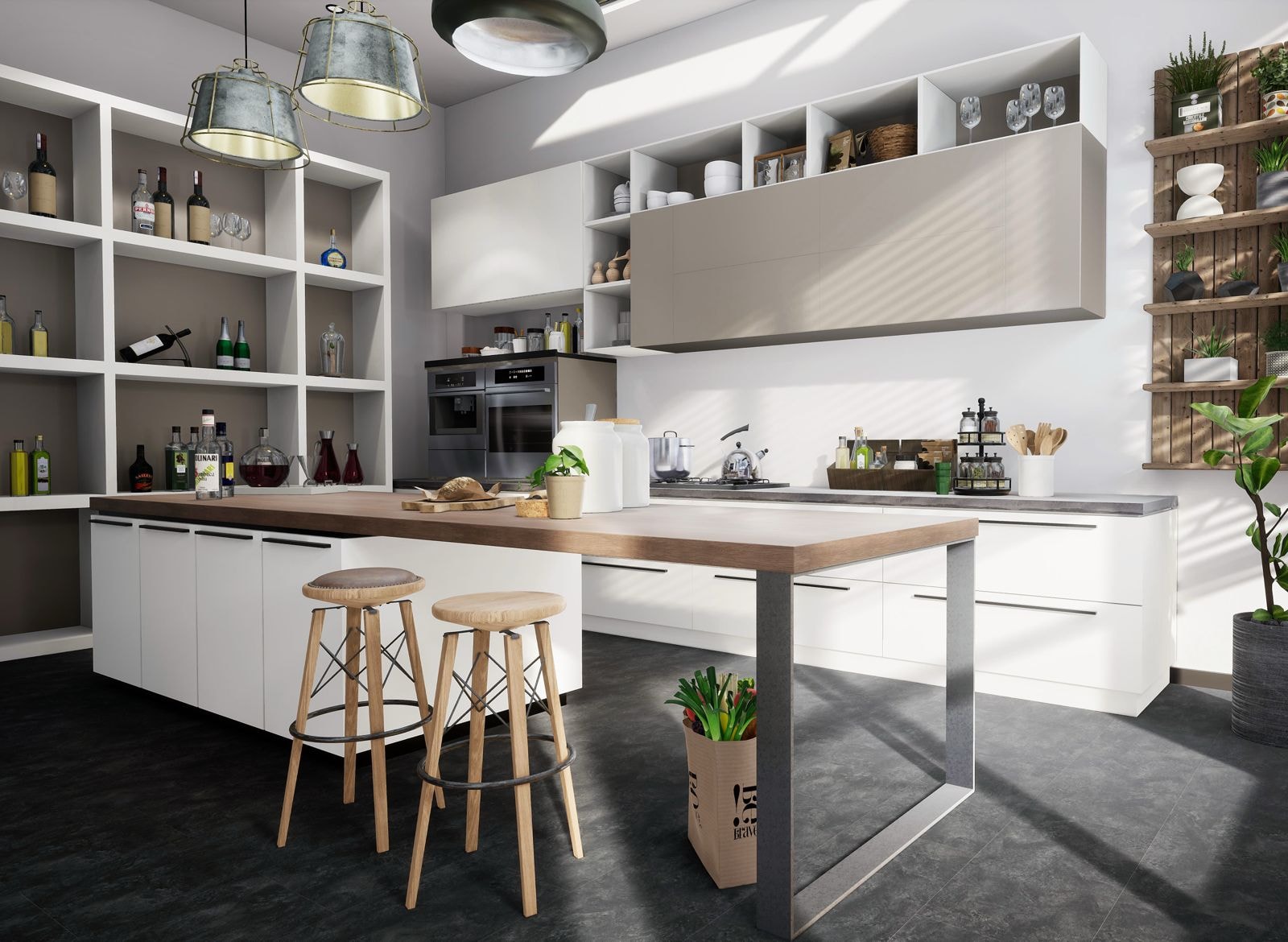 Cliflo luxury vinyl flooring — modern kitchen with island