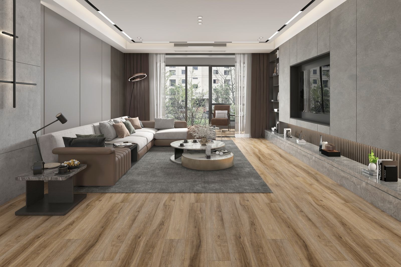 Cliflo luxury vinyl flooring — contemporary living room
