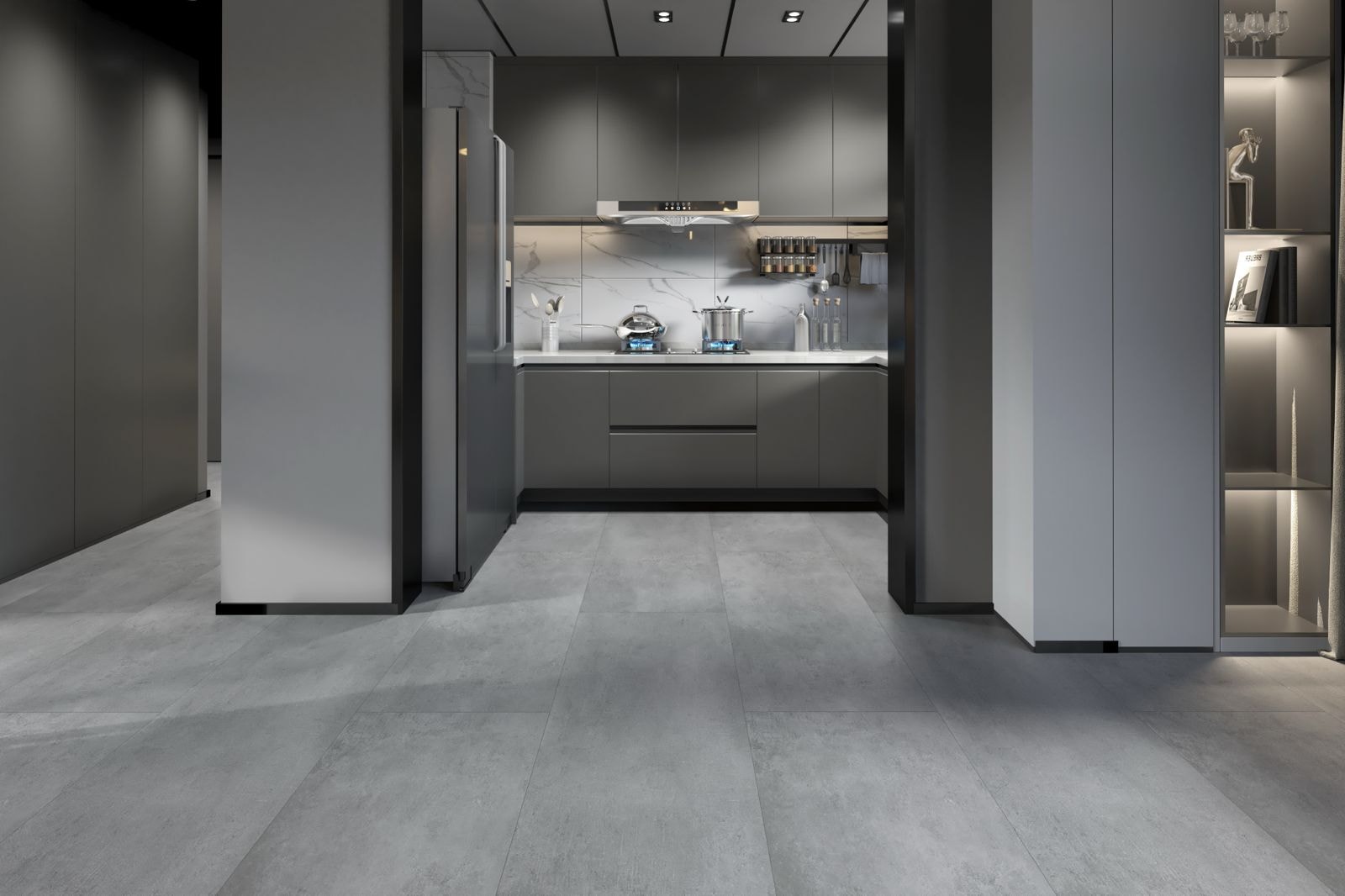 Cliflo luxury vinyl flooring — kitchen showroom