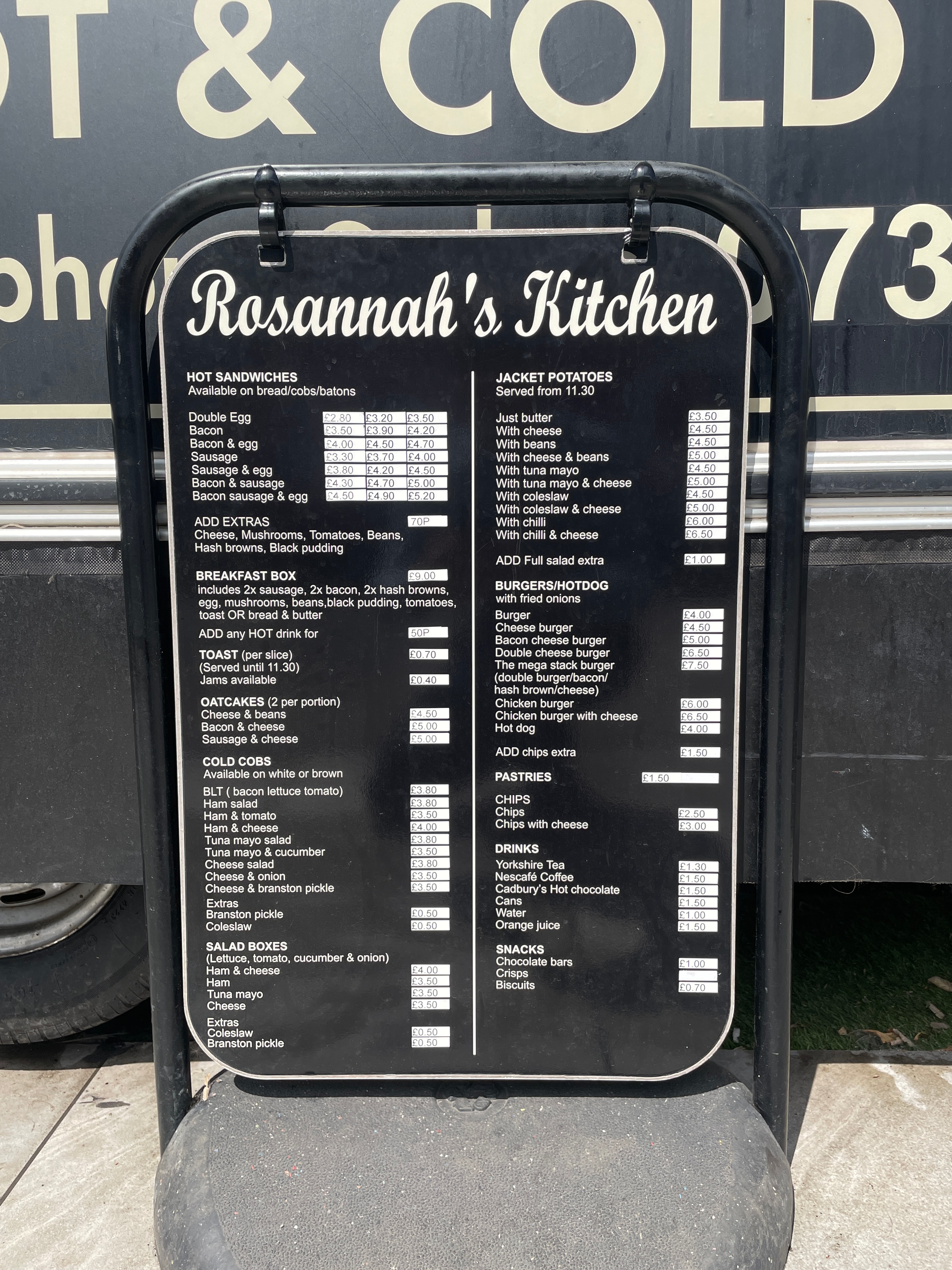 Rosannah's Kitchen menu board